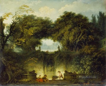  Honore Oil Painting - Le petit parc Rococo hedonism eroticism Jean Honore Fragonard